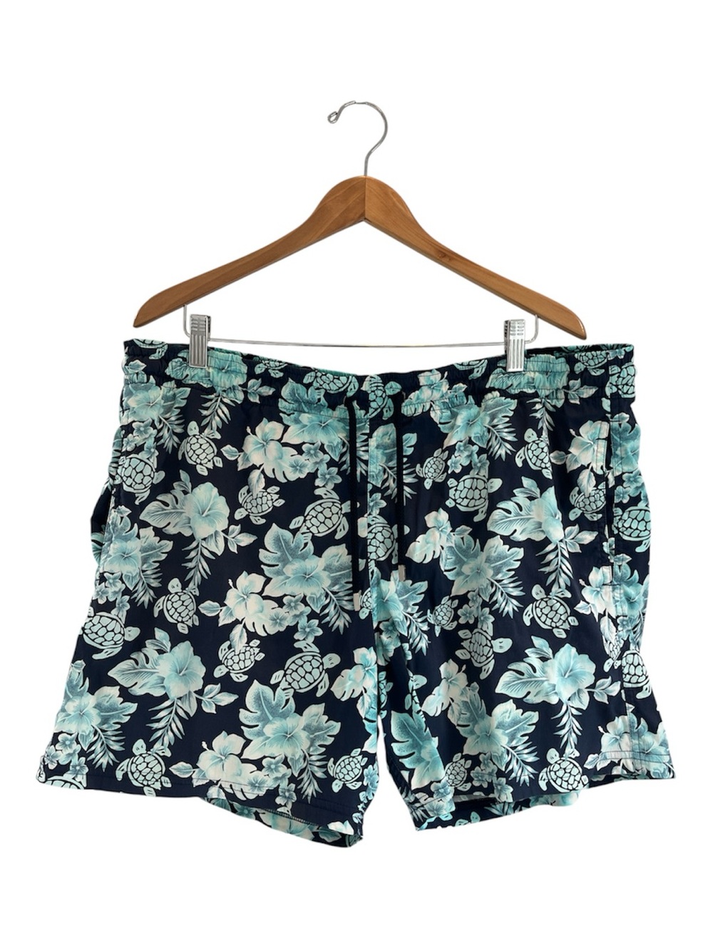 Vilebrequin Navy Turquoise Turtle Swimtrunks Bathing Suit XL FLAWED